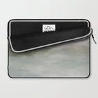 Break in the Weather III - Gray Clouds Sunrise Sage Green Blue Ocean Horizon Abstract Water Painting Laptop Sleeve Gallery Image 2