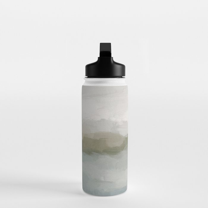 Break in the Weather III - Gray Clouds Sunrise Sage Green Blue Ocean Horizon Abstract Water Painting Water Bottle Gallery Image 3