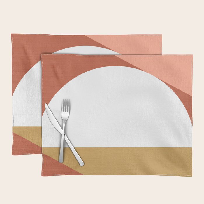 Mid Century Modern Sunset - Terracotta Peach Mustard Placemat Gallery Image 1