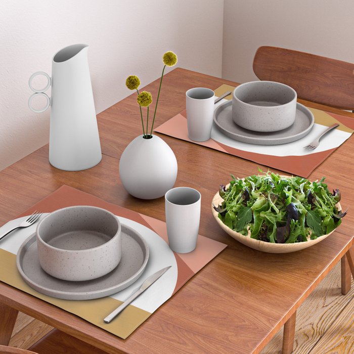 Mid Century Modern Sunset - Terracotta Peach Mustard Placemat Gallery Image 2