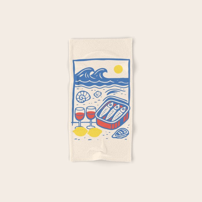 Sardines, Lemons and Wine at the Beach Bath Towel Gallery Image 1