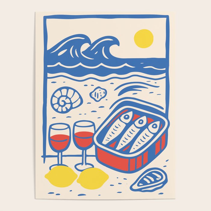 Sardines, Lemons and Wine at the Beach Poster Gallery Image 4