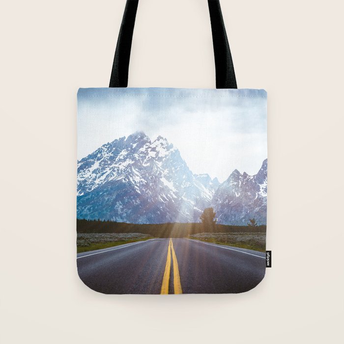 Mountain Road - Grand Tetons Nature Landscape Photography Tote Bag Gallery Image 1