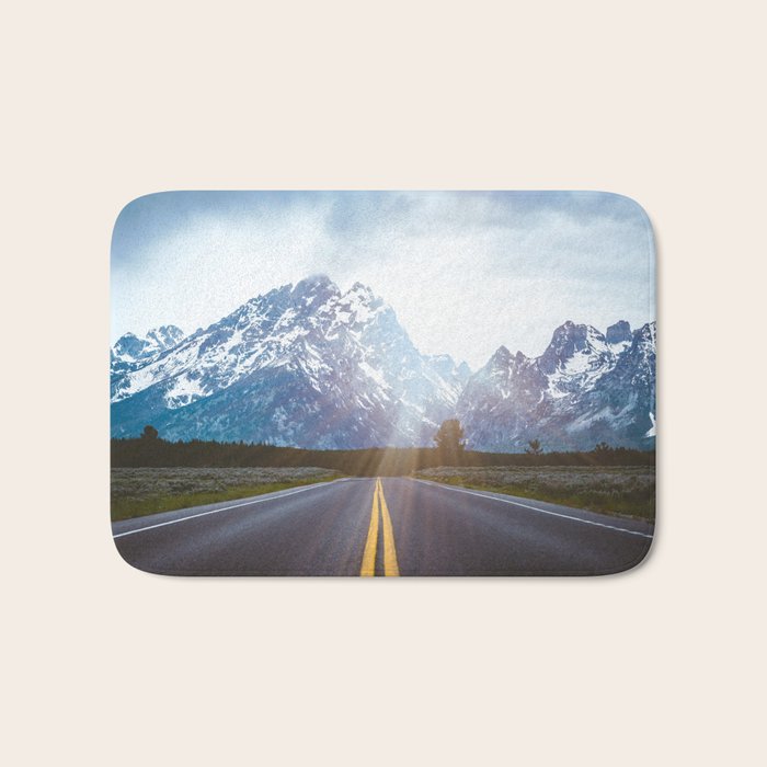 Mountain Road - Grand Tetons Nature Landscape Photography Bath Mat Gallery Image 1