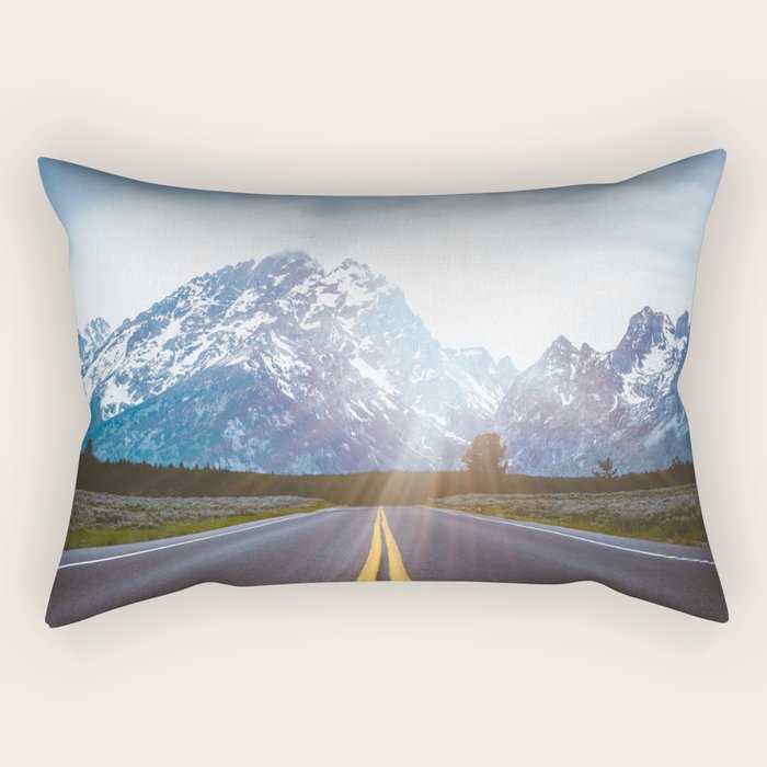 Mountain Road - Grand Tetons Nature Landscape Photography Rectangular Pillow Gallery Image 2