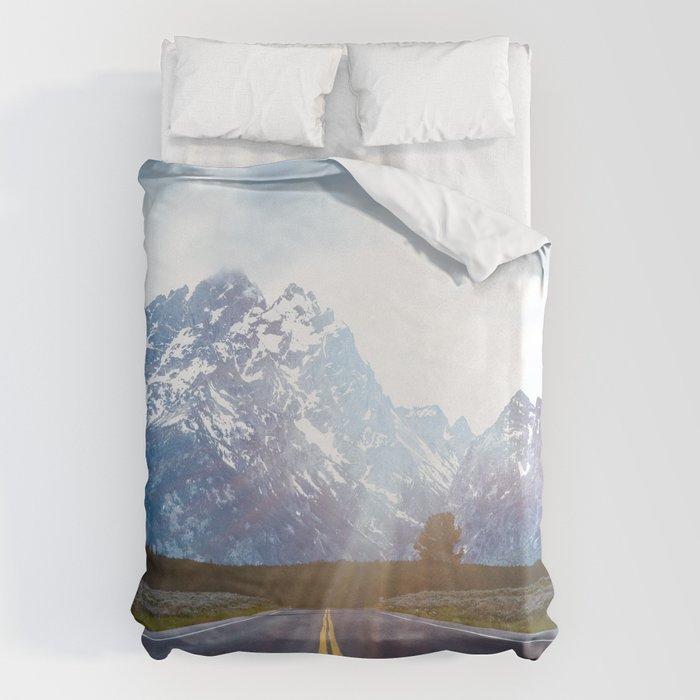 Mountain Road - Grand Tetons Nature Landscape Photography Duvet Cover Gallery Image 6