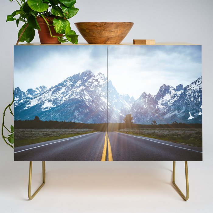 Mountain Road - Grand Tetons Nature Landscape Photography Credenza Gallery Image 1
