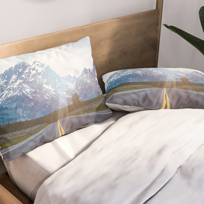 Mountain Road - Grand Tetons Nature Landscape Photography Pillow Sham Gallery Image 2