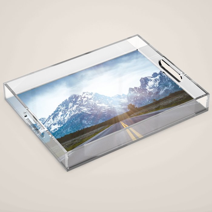 Mountain Road - Grand Tetons Nature Landscape Photography Acrylic Tray Gallery Image 1