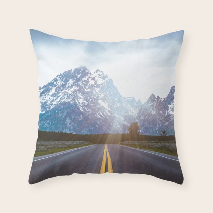 Mountain Road - Grand Tetons Nature Landscape Photography Throw Pillow Gallery Image 6
