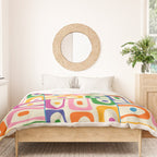 Colorful Mid Century Modern Piquet Multi Abstract Pattern Duvet Cover Gallery Image 3