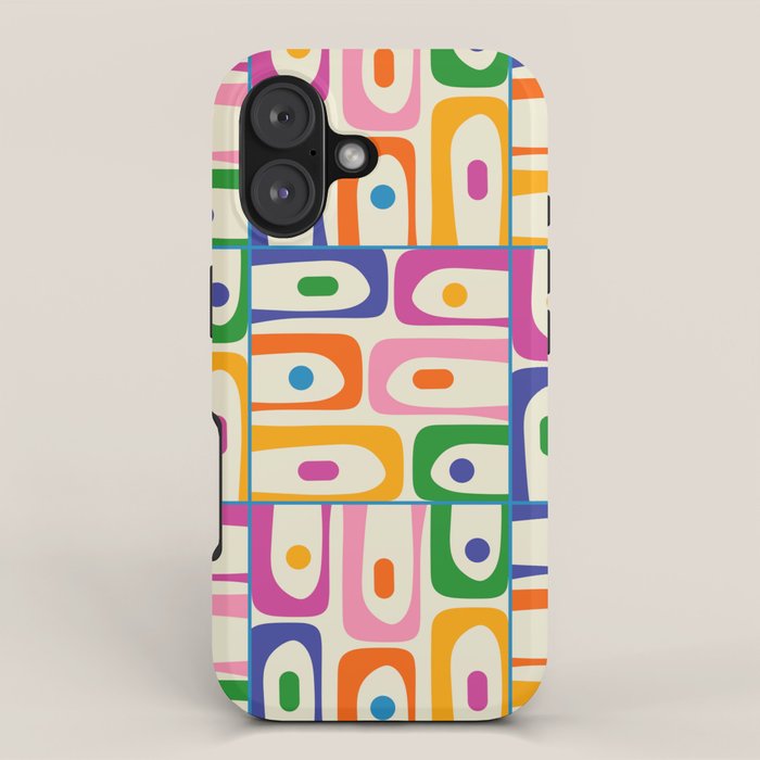 Colorful Mid Century Modern Piquet Multi Abstract Pattern iPhone Case Gallery Image 1