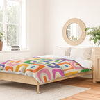 Colorful Mid Century Modern Piquet Multi Abstract Pattern Duvet Cover Gallery Image 2