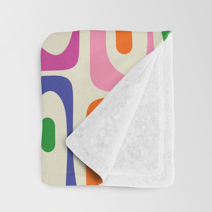 Colorful Mid Century Modern Piquet Multi Abstract Pattern Throw Blanket Gallery Image 3