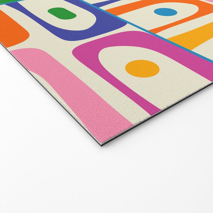 Colorful Mid Century Modern Piquet Multi Abstract Pattern Welcome Mat Gallery Image 2
