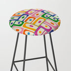 Colorful Mid Century Modern Piquet Multi Abstract Pattern Stool Gallery Image 2