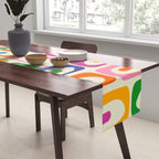 Colorful Mid Century Modern Piquet Multi Abstract Pattern Table Runner Gallery Image 2