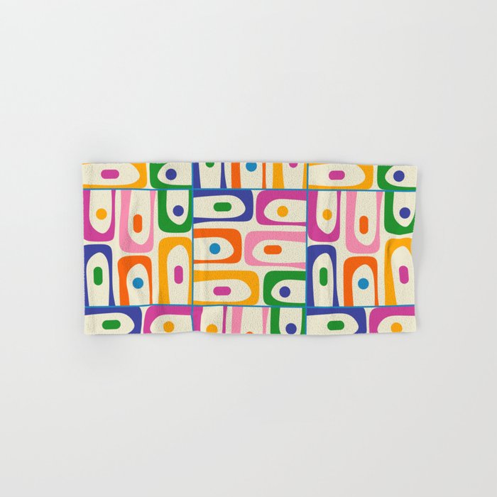 Colorful Mid Century Modern Piquet Multi Abstract Pattern Bath Towel Gallery Image 1