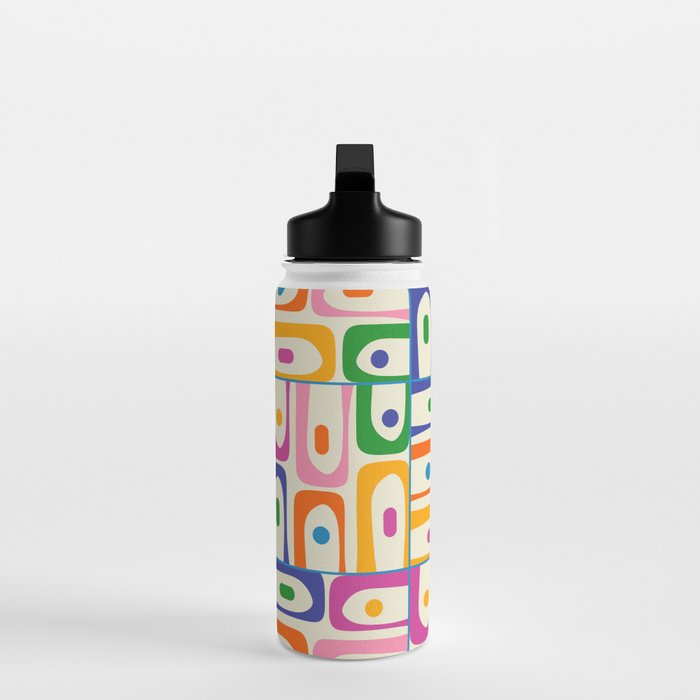 Colorful Mid Century Modern Piquet Multi Abstract Pattern Water Bottle Gallery Image 3
