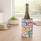 Colorful Mid Century Modern Piquet Multi Abstract Pattern Wine Chiller Gallery Image 4