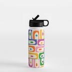 Colorful Mid Century Modern Piquet Multi Abstract Pattern Water Bottle Gallery Image 1