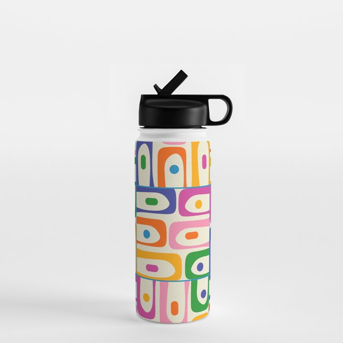 Colorful Mid Century Modern Piquet Multi Abstract Pattern Water Bottle Gallery Image 1