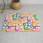 Colorful Mid Century Modern Piquet Multi Abstract Pattern Rug Gallery Image 1