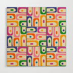 Colorful Mid Century Modern Piquet Multi Abstract Pattern Wood Wall Art Gallery Image 1