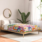 Colorful Mid Century Modern Piquet Multi Abstract Pattern Comforter Gallery Image 2