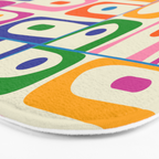 Colorful Mid Century Modern Piquet Multi Abstract Pattern Bath Mat Gallery Image 3