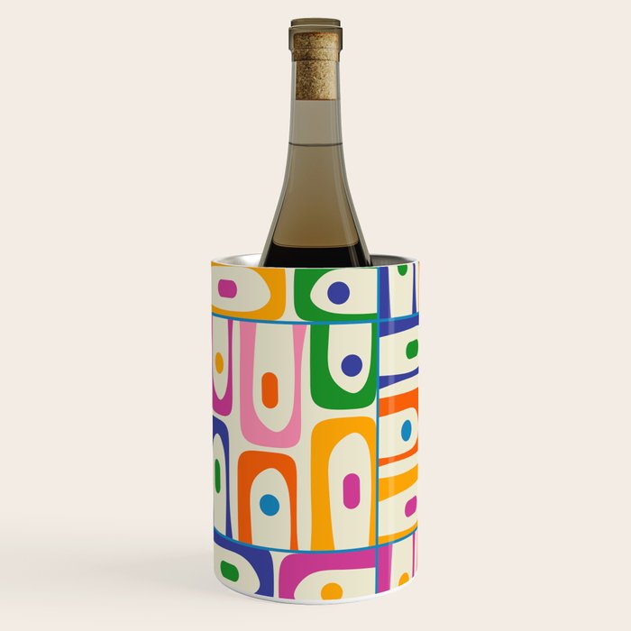 Colorful Mid Century Modern Piquet Multi Abstract Pattern Wine Chiller Gallery Image 2