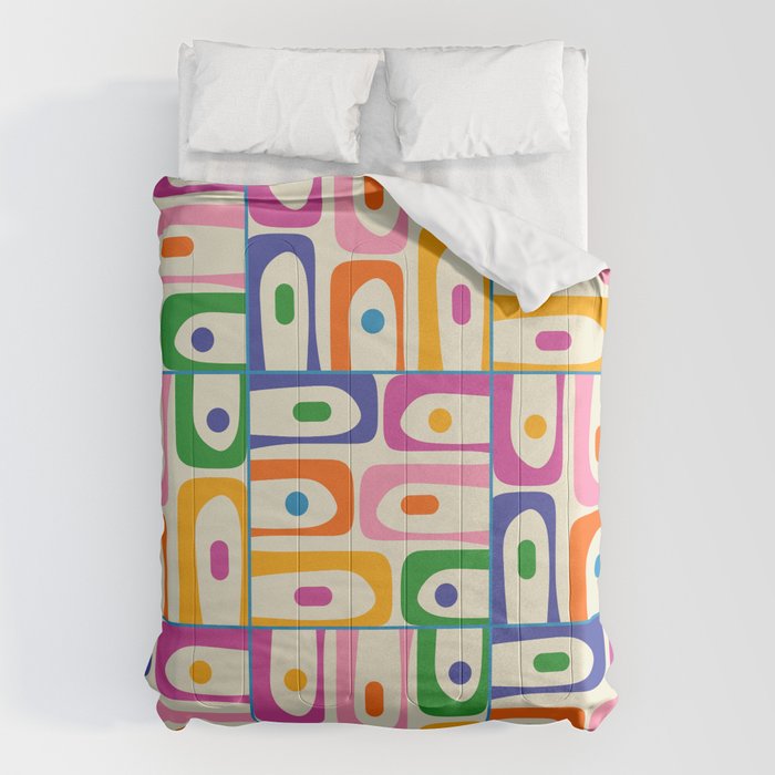 Colorful Mid Century Modern Piquet Multi Abstract Pattern Comforter Gallery Image 6
