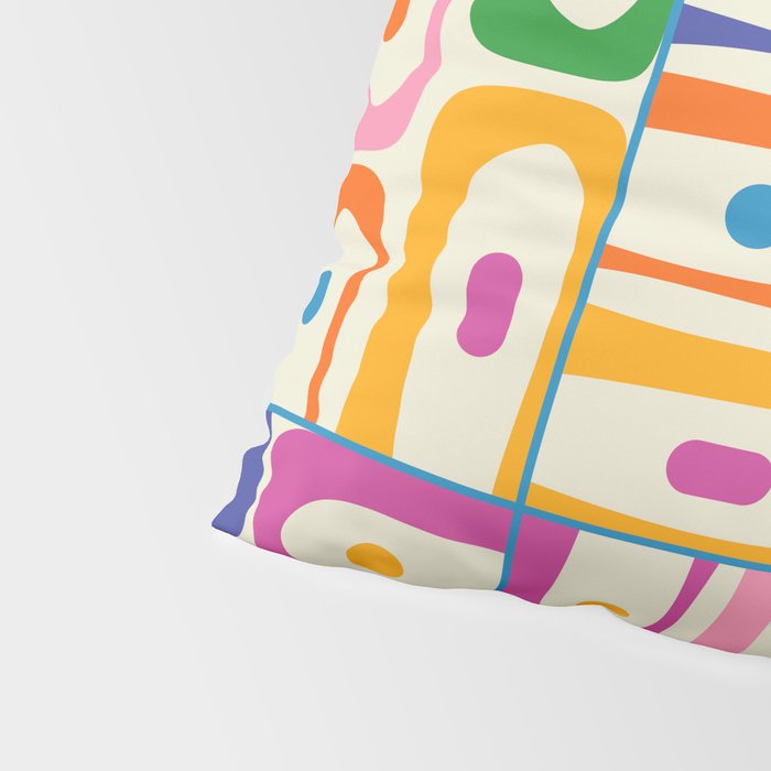 Colorful Mid Century Modern Piquet Multi Abstract Pattern Pillow Sham Gallery Image 4