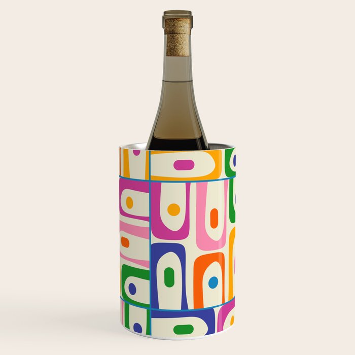 Colorful Mid Century Modern Piquet Multi Abstract Pattern Wine Chiller Gallery Image 3