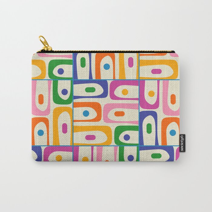 Colorful Mid Century Modern Piquet Multi Abstract Pattern Carry All Pouch Gallery Image 1