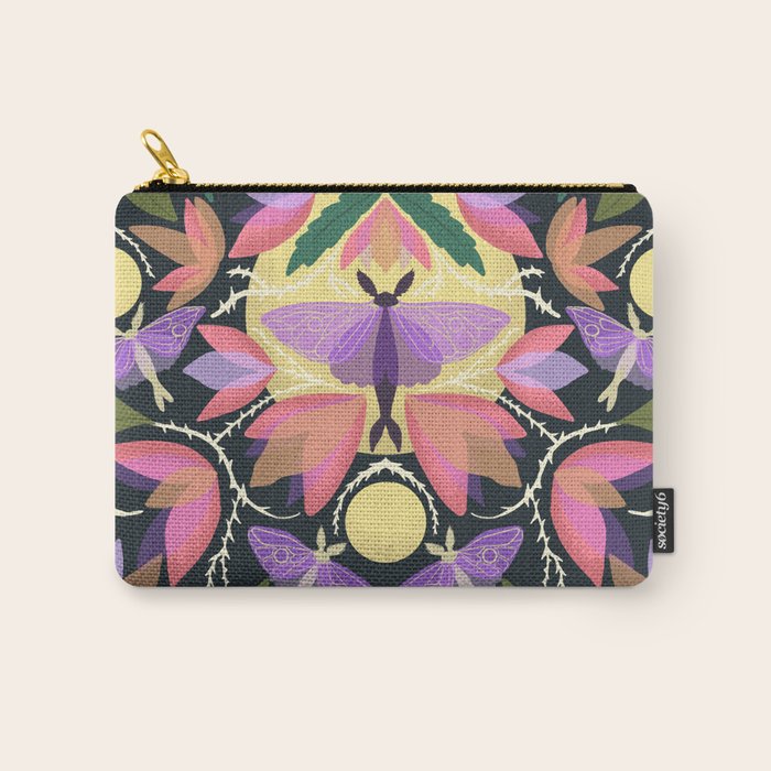 Luna Moth and Bougainvillea Botanical Pattern Carry All Pouch Gallery Image 1