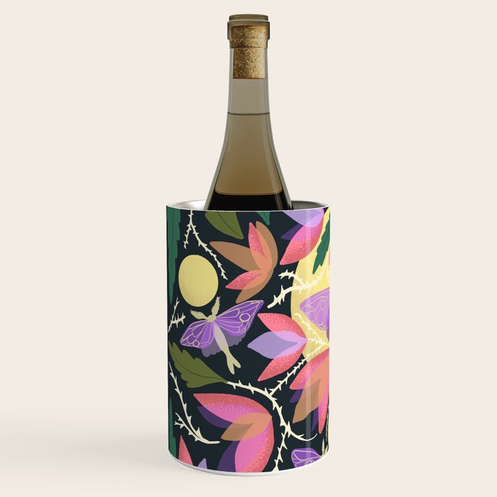 Luna Moth and Bougainvillea Botanical Pattern Wine Chiller Gallery Image 2