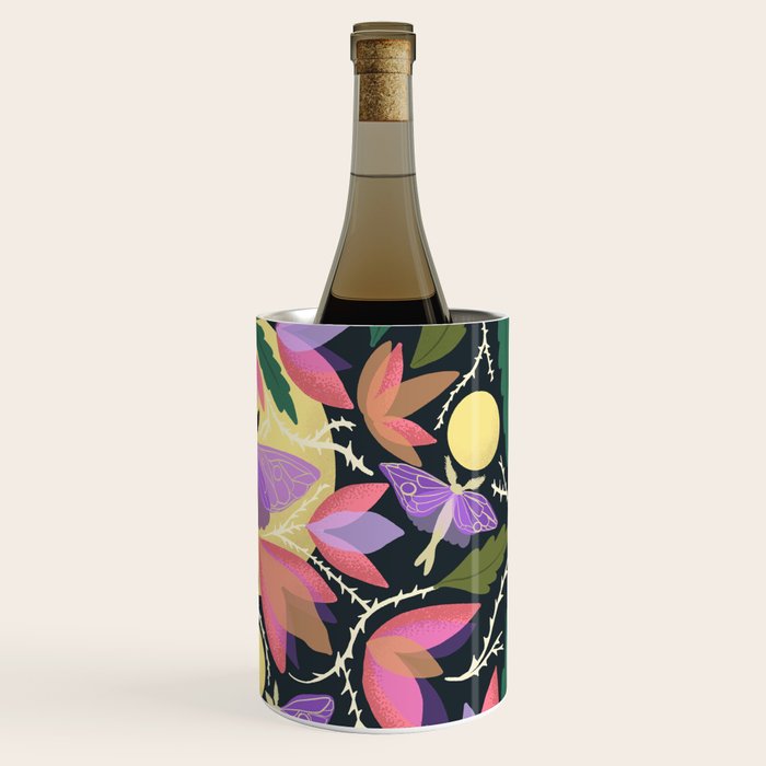 Luna Moth and Bougainvillea Botanical Pattern Wine Chiller Gallery Image 3