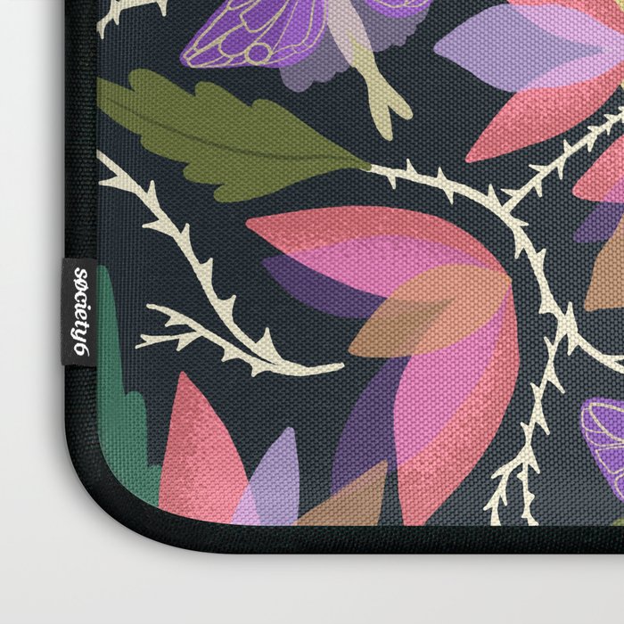Luna Moth and Bougainvillea Botanical Pattern Laptop Sleeve Gallery Image 3