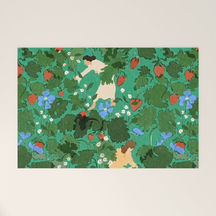 Picking up strawberries Welcome Mat Gallery Image 1