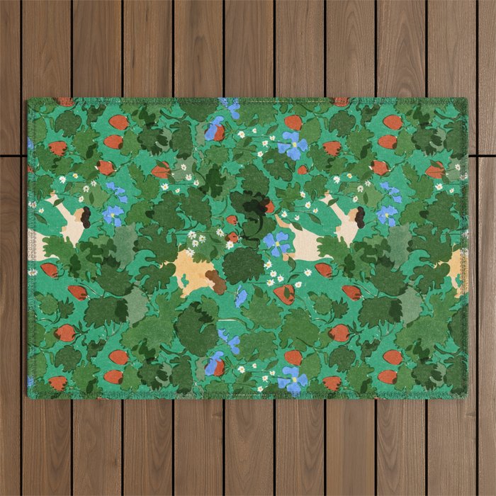 Picking up strawberries Outdoor Rug Gallery Image 1