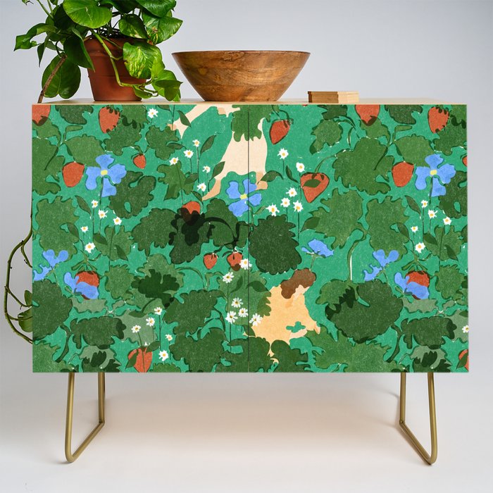 Picking up strawberries Credenza Gallery Image 1