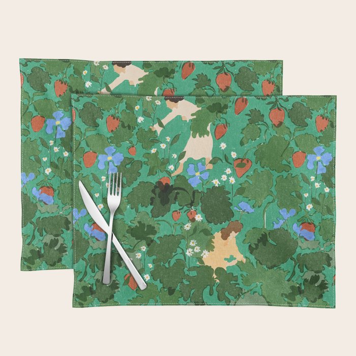 Picking up strawberries Placemat Gallery Image 1