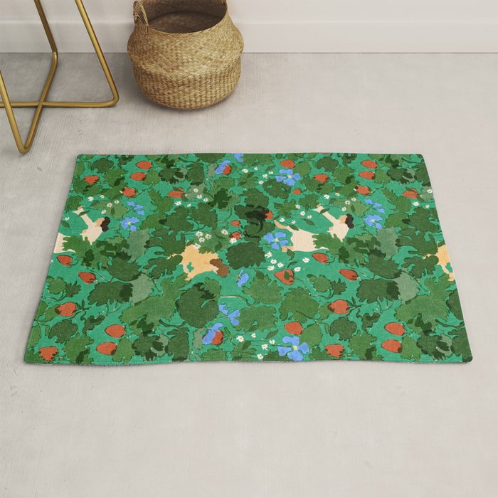 Picking up strawberries Rug Gallery Image 1