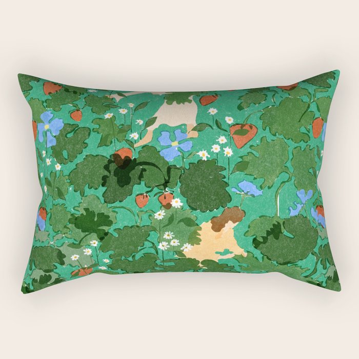 Picking up strawberries Rectangular Pillow Gallery Image 2