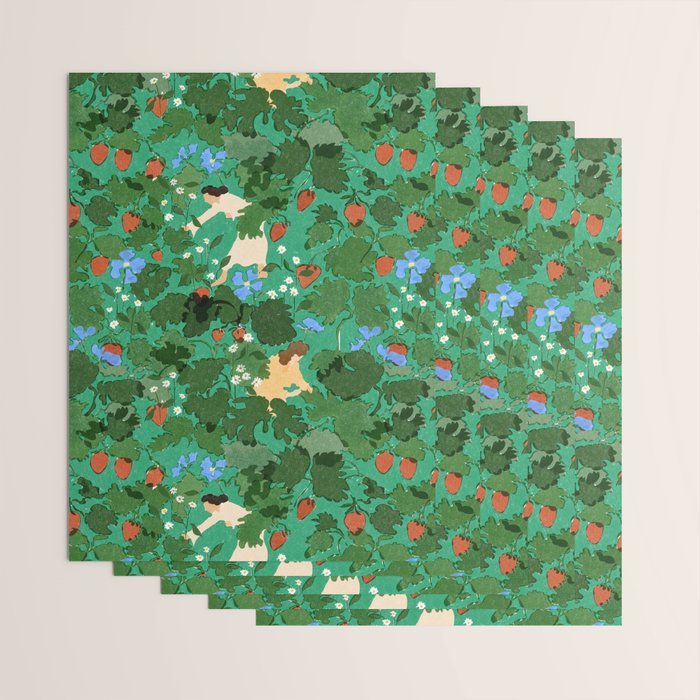 Picking up strawberries Wrapping Paper Gallery Image 3