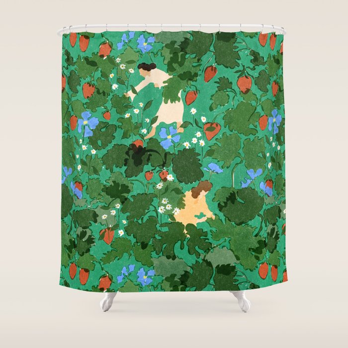 Picking up strawberries Shower Curtain Gallery Image 1