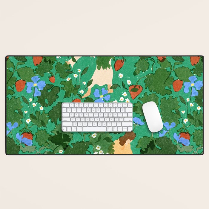 Picking up strawberries Desk Mat Gallery Image 1