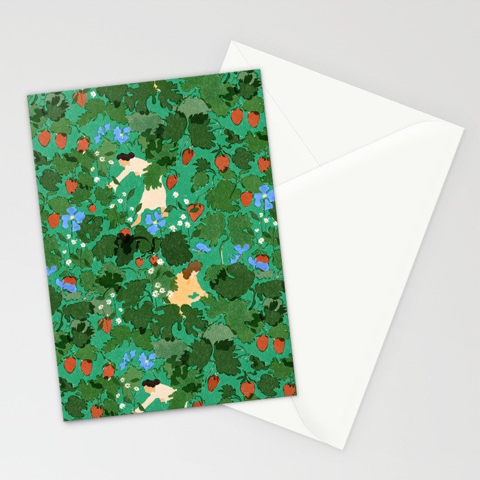 Picking up strawberries Stationery Card Gallery Image 2