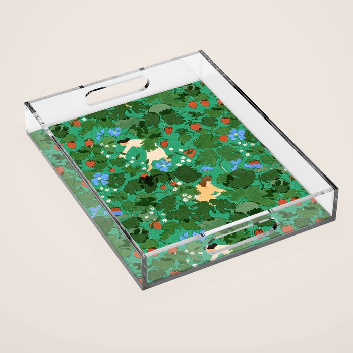 Picking up strawberries Acrylic Tray Gallery Image 1